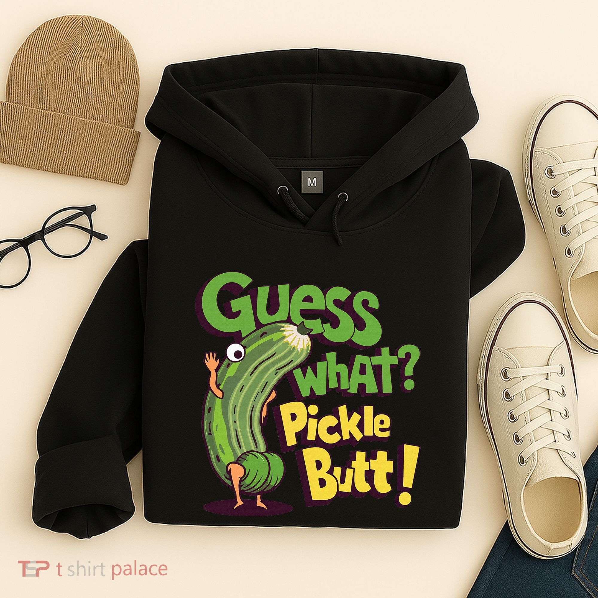 Guess What Pickle Butt! Funny Cucumber Meme Pickle Joke Hoodie