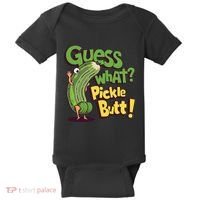 Guess What Pickle Butt! Funny Cucumber Meme Pickle Joke Baby Bodysuit thumb 0