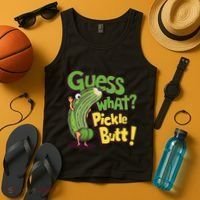 Guess What Pickle Butt! Funny Cucumber Meme Pickle Joke Tank Top thumb 4