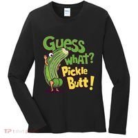 Guess What Pickle Butt! Funny Cucumber Meme Pickle Joke Women's Long Sleeve Shirt thumb 0