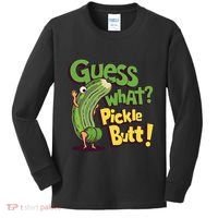 Guess What Pickle Butt! Funny Cucumber Meme Pickle Joke Kids Long Sleeve Shirt thumb 0