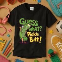 Guess What Pickle Butt! Funny Cucumber Meme Pickle Joke Kids T-Shirt thumb 3
