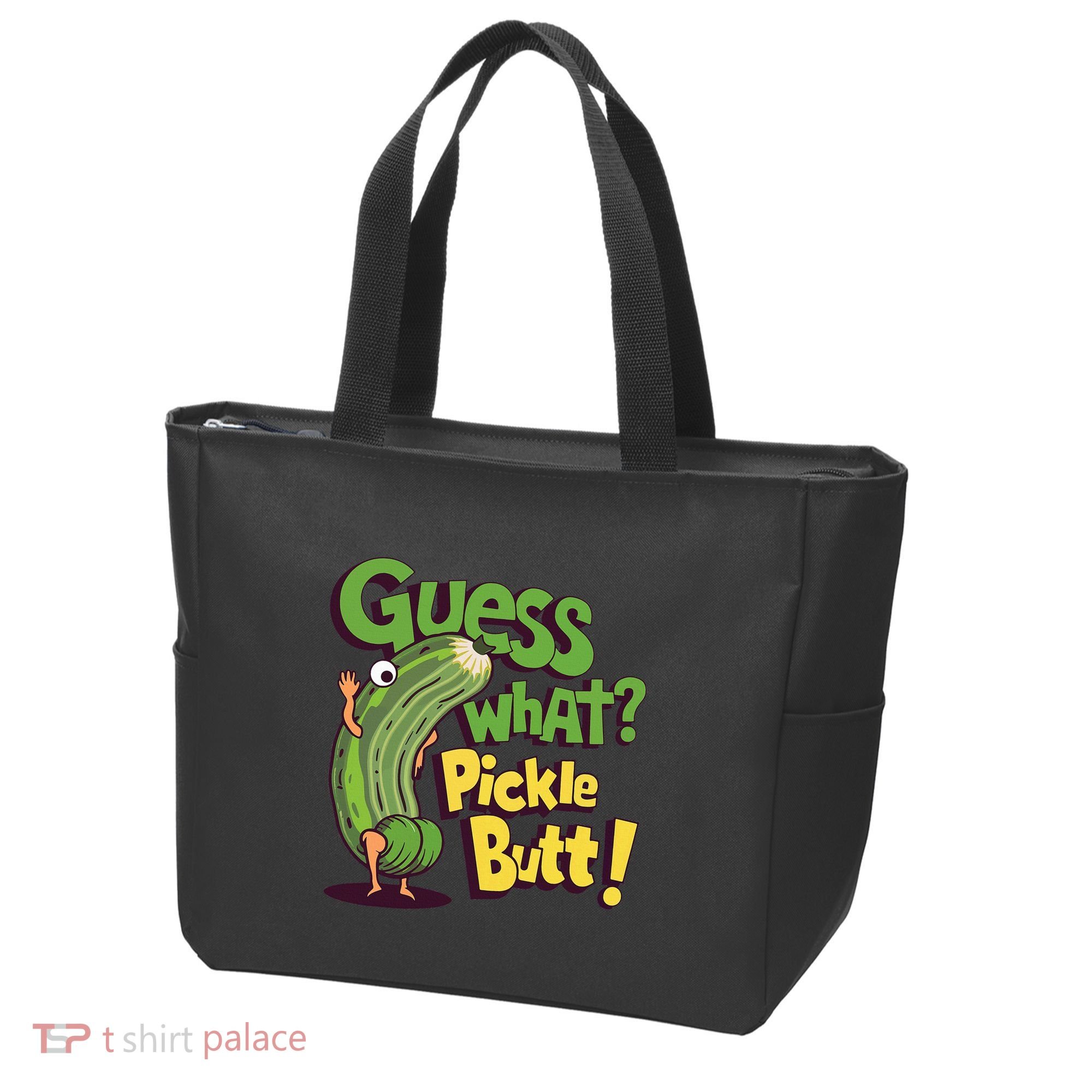 Guess What Pickle Butt! Funny Cucumber Meme Pickle Joke Tote Bag