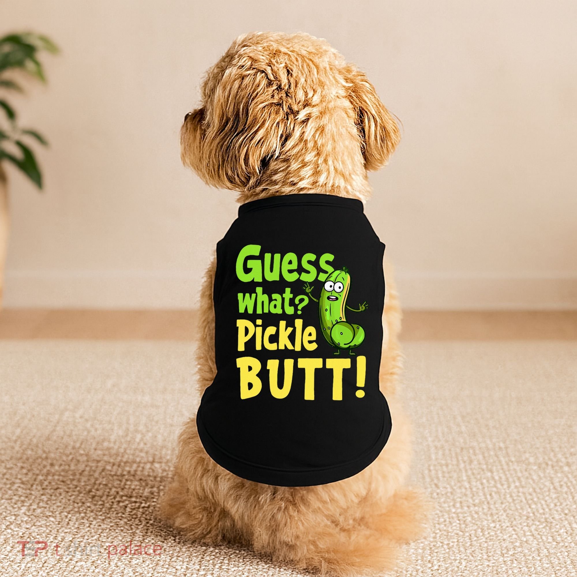 Guess What Pickle Butt! Funny Cucumber Meme Pickle Joke Doggie Tank
