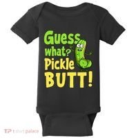 Guess What Pickle Butt! Funny Cucumber Meme Pickle Joke Baby Bodysuit thumb 0