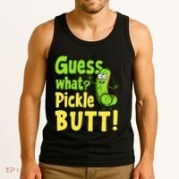 Guess What Pickle Butt! Funny Cucumber Meme Pickle Joke Tank Top thumb 3