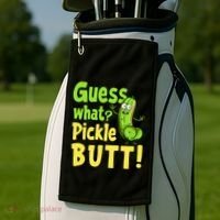 Guess What Pickle Butt! Funny Cucumber Meme Pickle Joke Golf Towel thumb 2