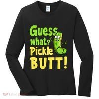 Guess What Pickle Butt! Funny Cucumber Meme Pickle Joke Women's Long Sleeve Shirt thumb 0