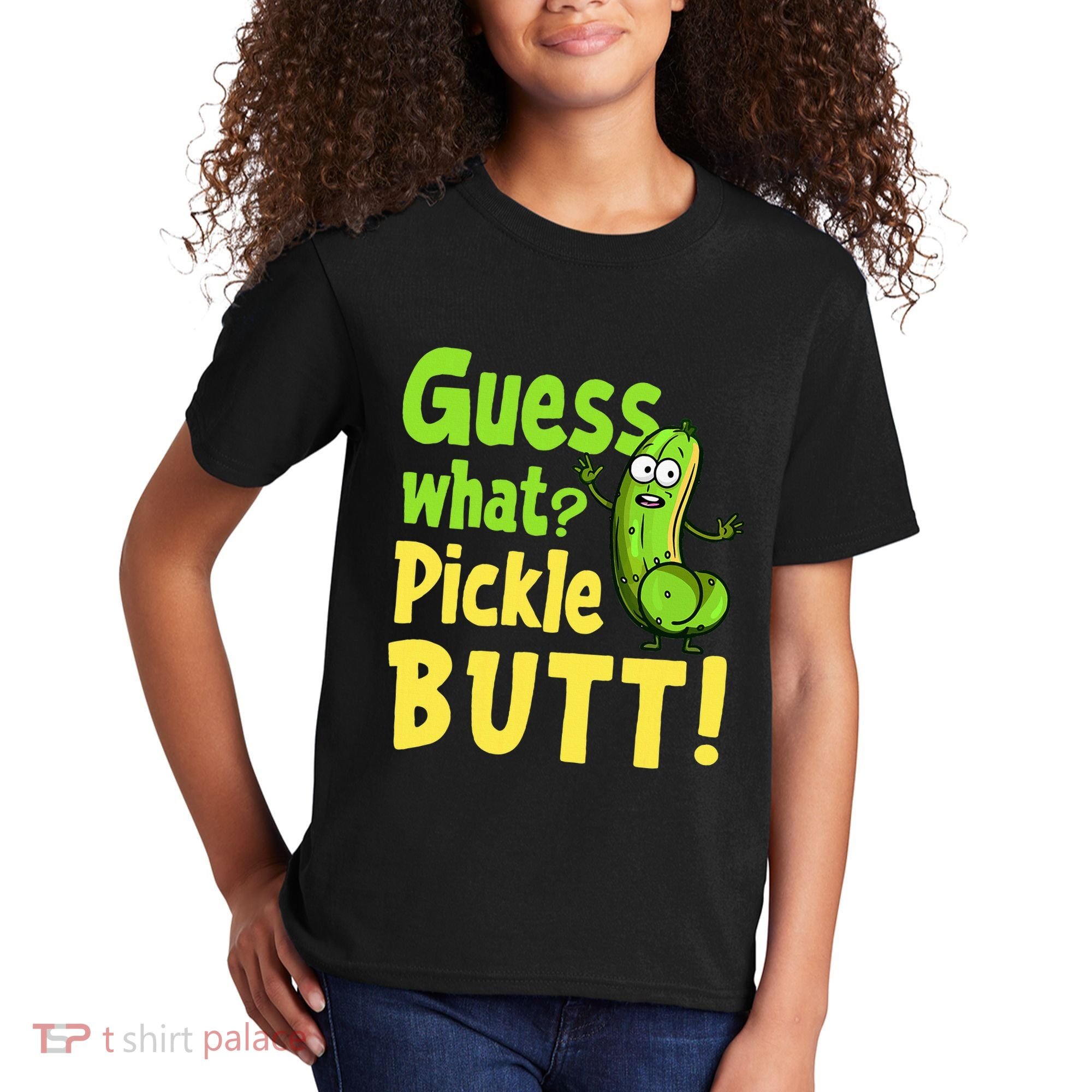 Guess What Pickle Butt! Funny Cucumber Meme Pickle Joke Kids T-Shirt