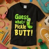 Guess What Pickle Butt! Funny Cucumber Meme Pickle Joke Kids T-Shirt thumb 3