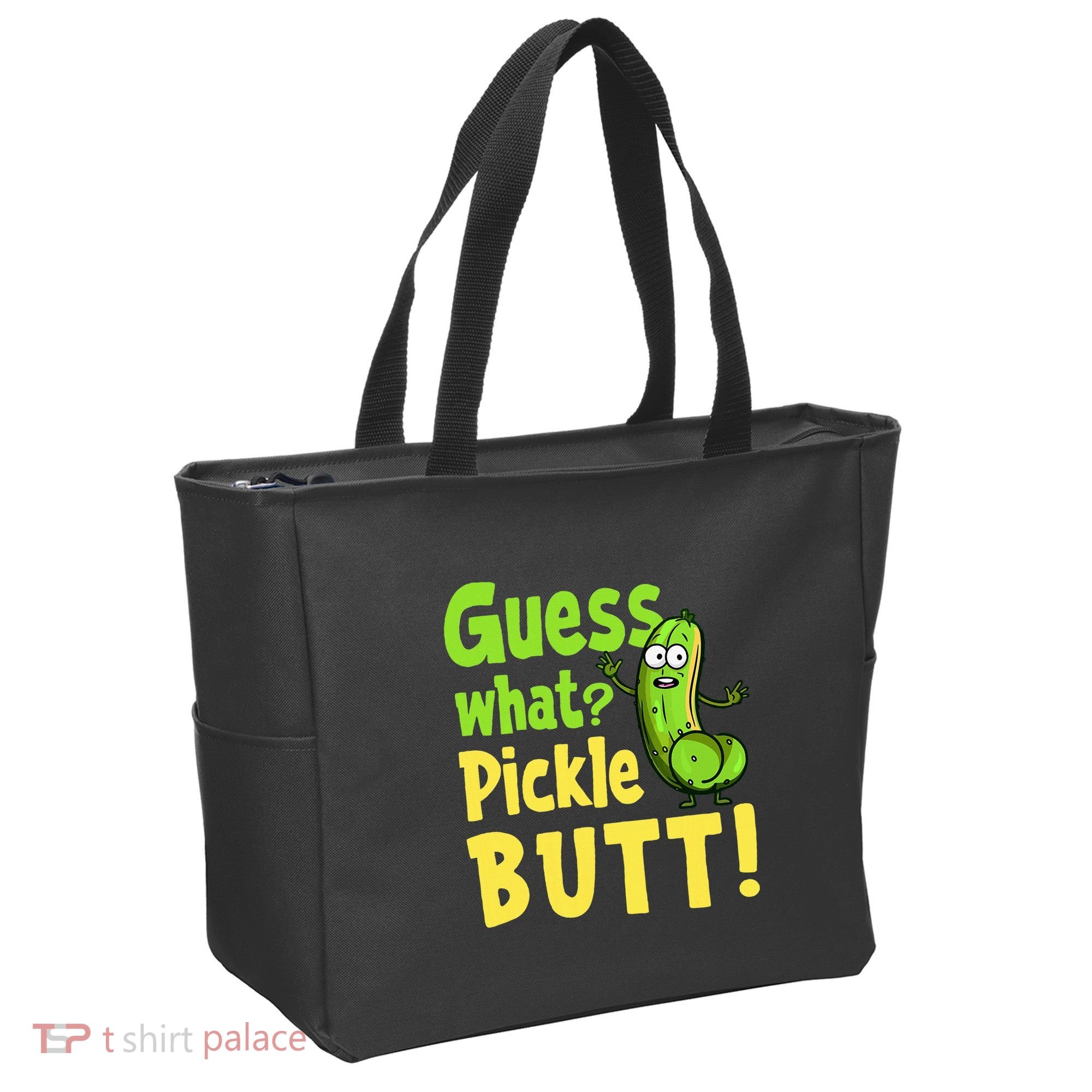 Guess What Pickle Butt! Funny Cucumber Meme Pickle Joke Tote Bag