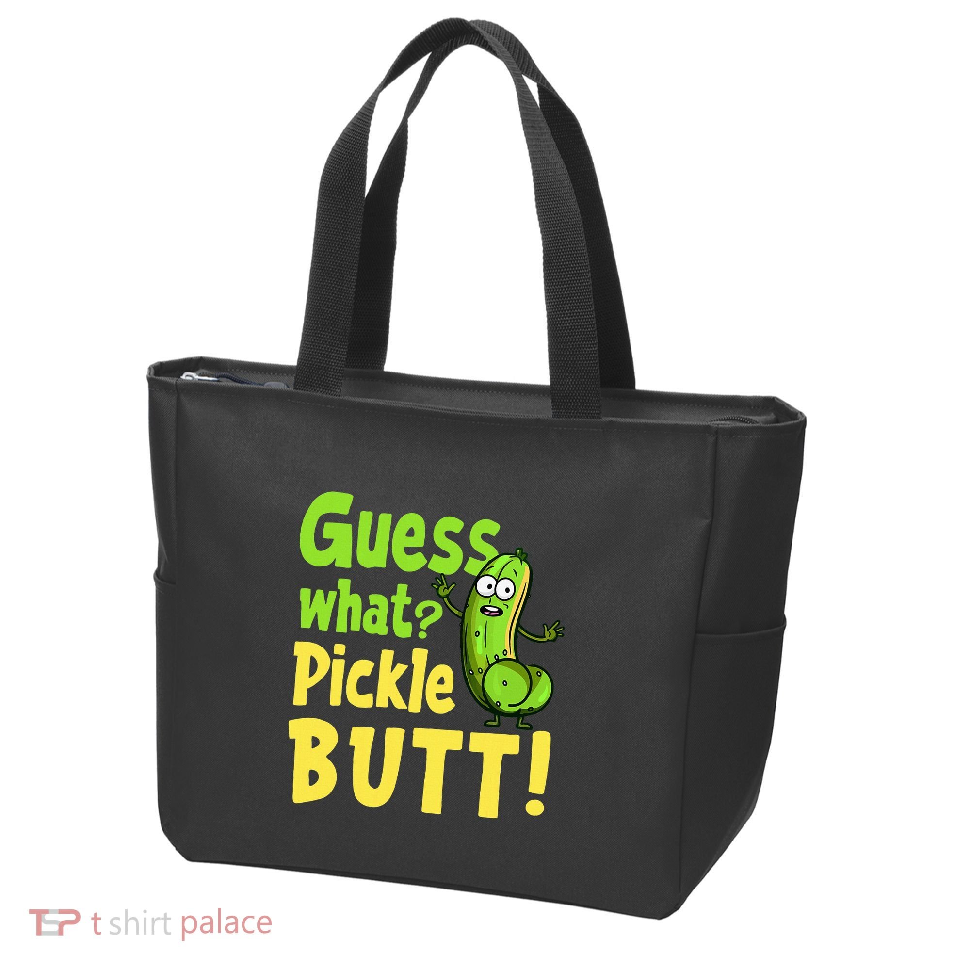 Guess What Pickle Butt! Funny Cucumber Meme Pickle Joke Tote Bag