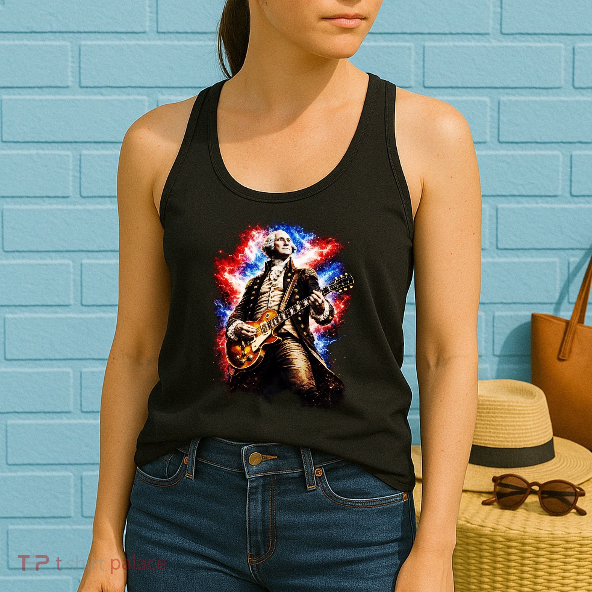 George Washington Playing Guitar Women's Tank Top