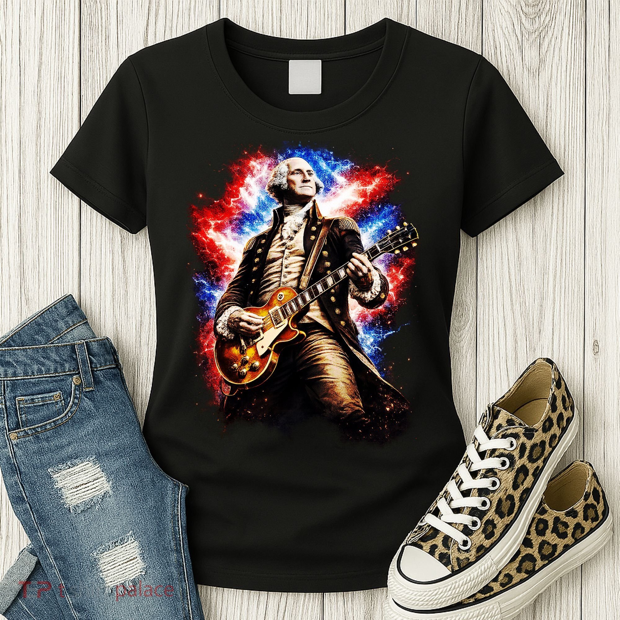 George Washington Playing Guitar Women's T-Shirt