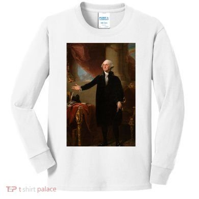 George Washington Portrait Kids Long Sleeve Shirt