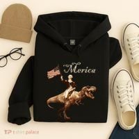 George Washington Riding A Tyrannosaurus Rex Merica Hoodie thumb 4