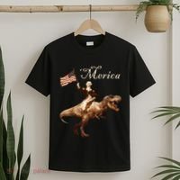 George Washington Riding A Tyrannosaurus Rex Merica T-Shirt thumb 2
