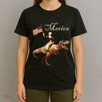 George Washington Riding A Tyrannosaurus Rex Merica T-Shirt thumb 4