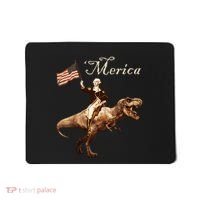 George Washington Riding A Tyrannosaurus Rex Merica Mousepad thumb 0