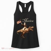 George Washington Riding A Tyrannosaurus Rex Merica Women's Tank Top thumb 0