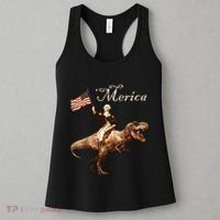 George Washington Riding A Tyrannosaurus Rex Merica Women's Tank Top thumb 3