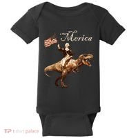 George Washington Riding A Tyrannosaurus Rex Merica Baby Bodysuit thumb 0