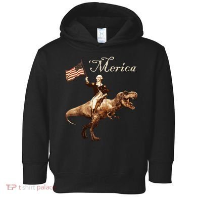 George Washington Riding A Tyrannosaurus Rex Merica Toddler Hoodie