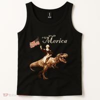 George Washington Riding A Tyrannosaurus Rex Merica Tank Top thumb 2