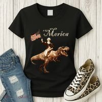 George Washington Riding A Tyrannosaurus Rex Merica Women's T-Shirt thumb 3