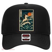 Galloping Waves Retro Japanese Surfing Horse Adventure Hat thumb 0