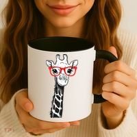 Giraffe With Red Glasses Gift For Zoo Animal Lovers Gift Coffee Mug thumb 3