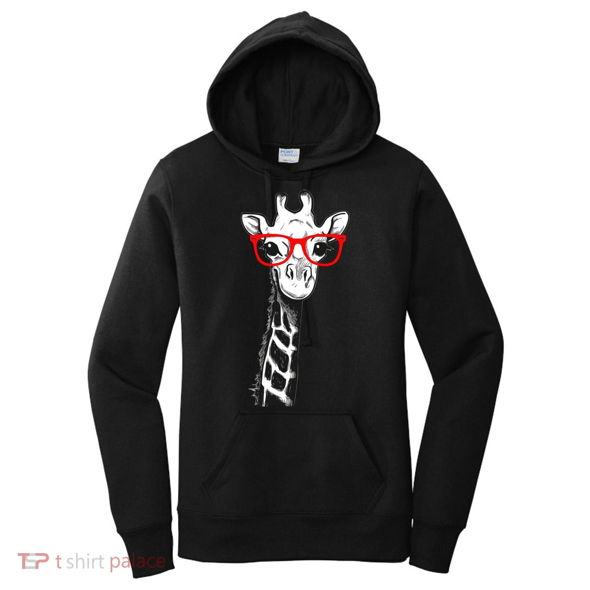 Giraffe With Red Glasses Gift For Zoo Animal Lovers Gift Women's Hoodie