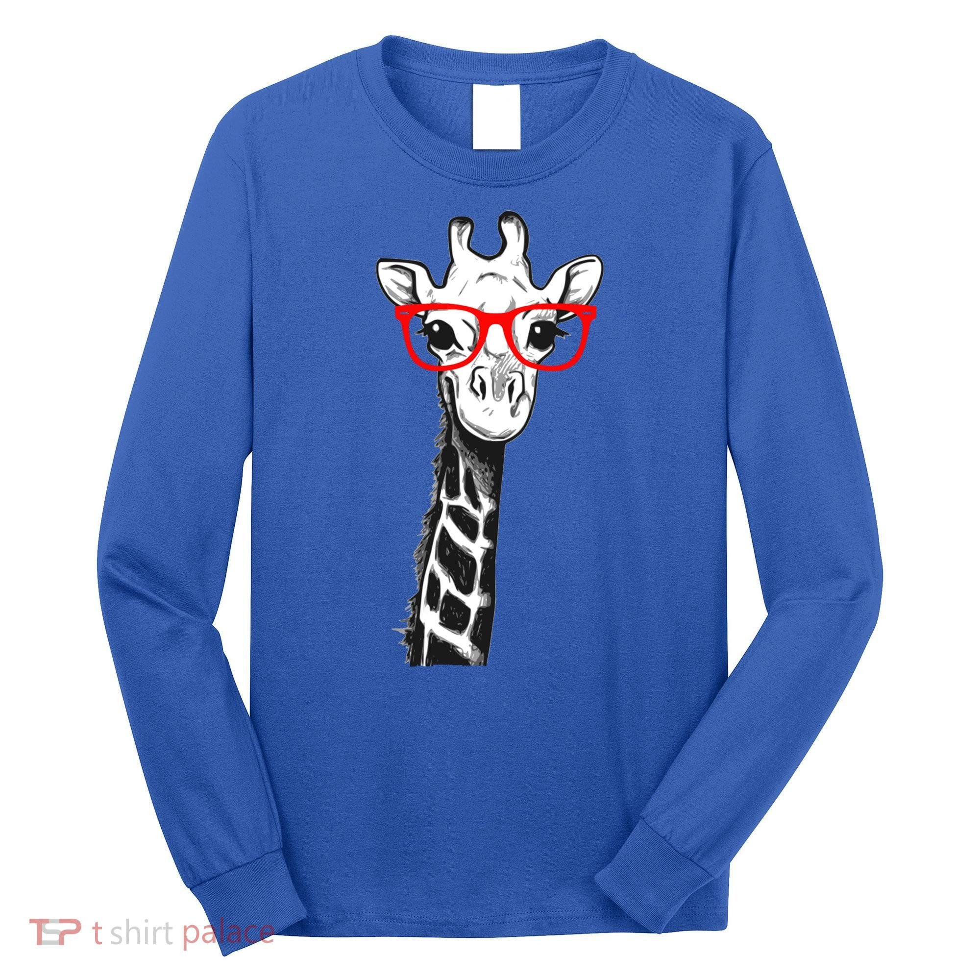 Giraffe With Red Glasses Gift For Zoo Animal Lovers Gift Long Sleeve Shirt