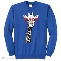 Giraffe With Red Glasses Gift For Zoo Animal Lovers Gift Sweatshirt thumb 0