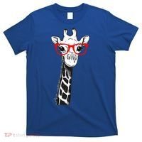 Giraffe With Red Glasses Gift For Zoo Animal Lovers Gift T-Shirt thumb 0