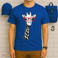Giraffe With Red Glasses Gift For Zoo Animal Lovers Gift T-Shirt thumb 6