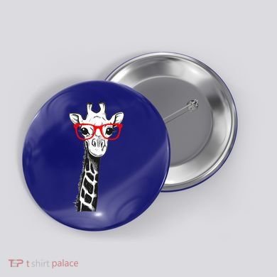 Giraffe With Red Glasses Gift For Zoo Animal Lovers Gift Button