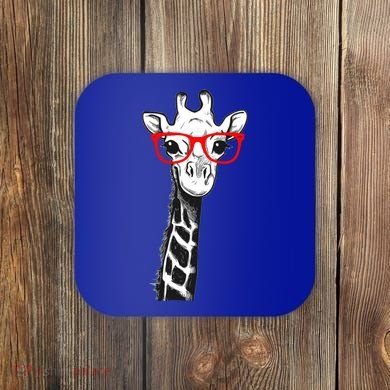 Giraffe With Red Glasses Gift For Zoo Animal Lovers Gift Coaster