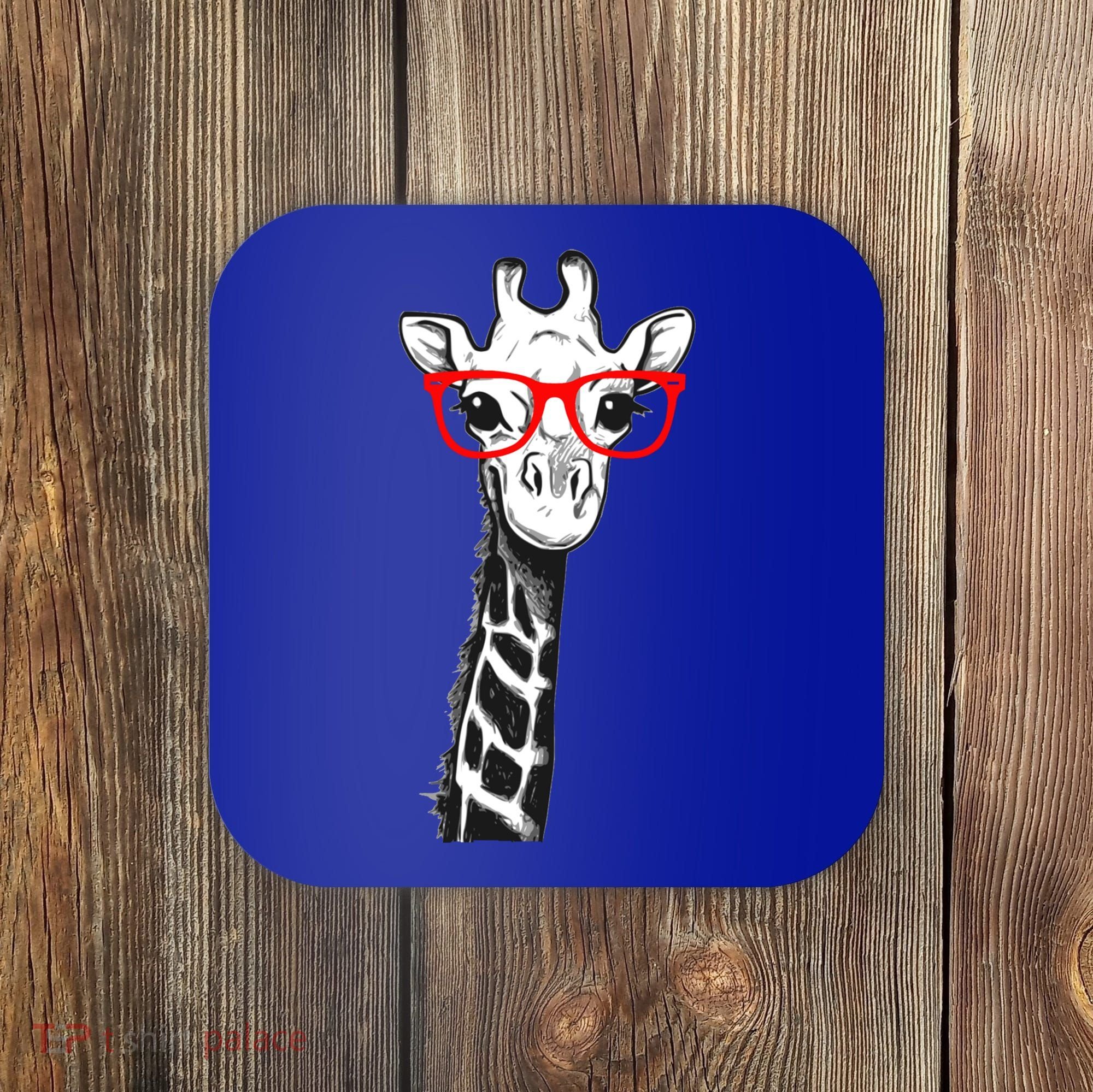 Giraffe With Red Glasses Gift For Zoo Animal Lovers Gift Coaster