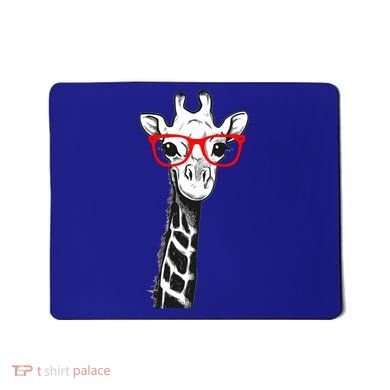 Giraffe With Red Glasses Gift For Zoo Animal Lovers Gift Mousepad