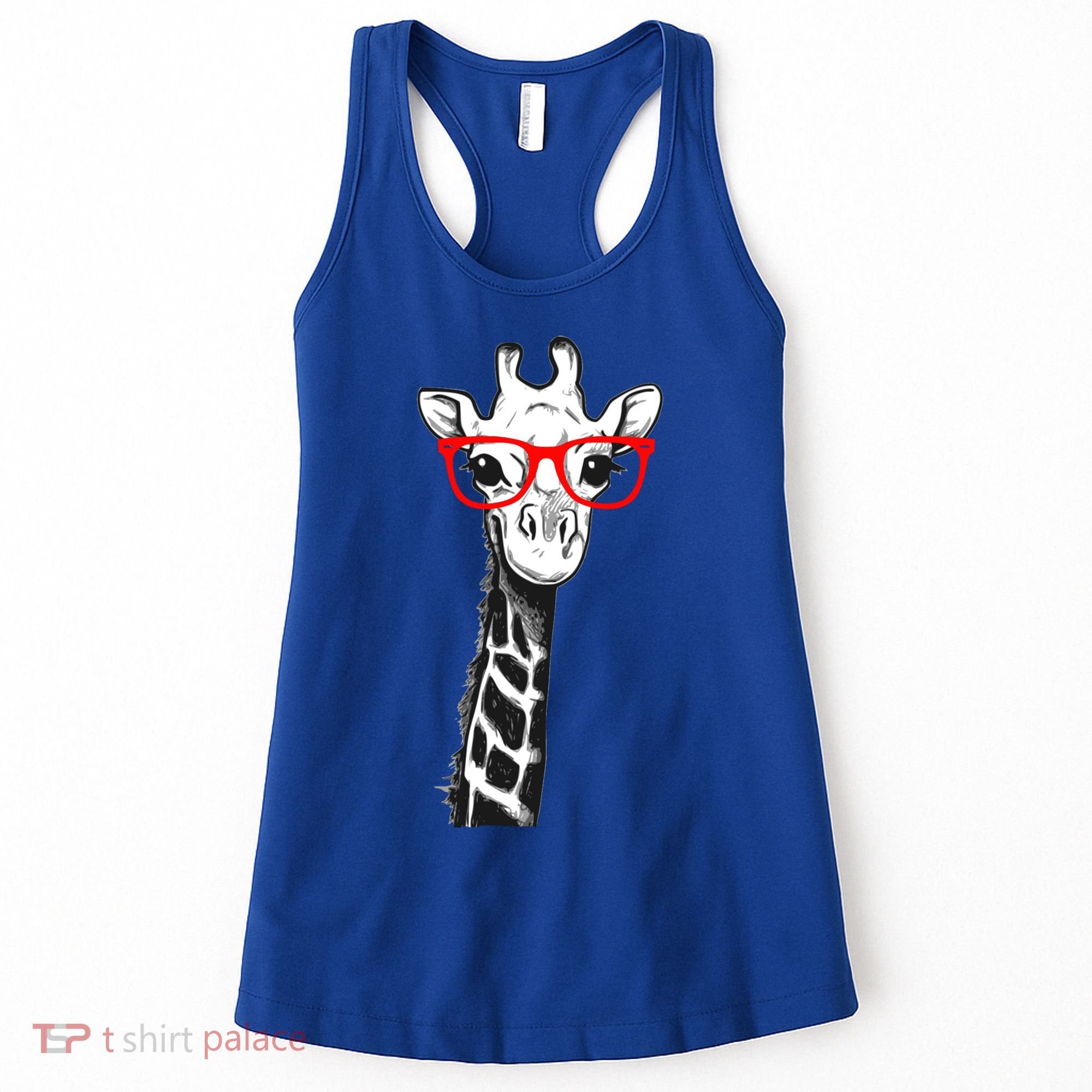 Giraffe With Red Glasses Gift For Zoo Animal Lovers Gift Women's Tank Top