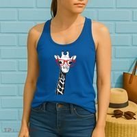Giraffe With Red Glasses Gift For Zoo Animal Lovers Gift Women's Tank Top thumb 2