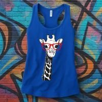 Giraffe With Red Glasses Gift For Zoo Animal Lovers Gift Women's Tank Top thumb 3