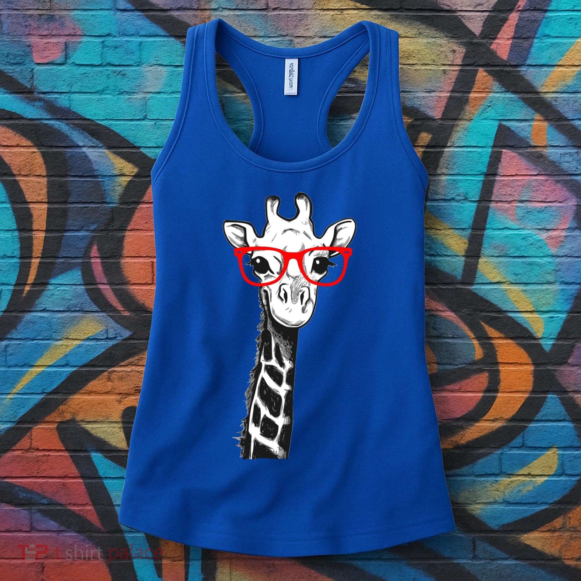Giraffe With Red Glasses Gift For Zoo Animal Lovers Gift Women's Tank Top