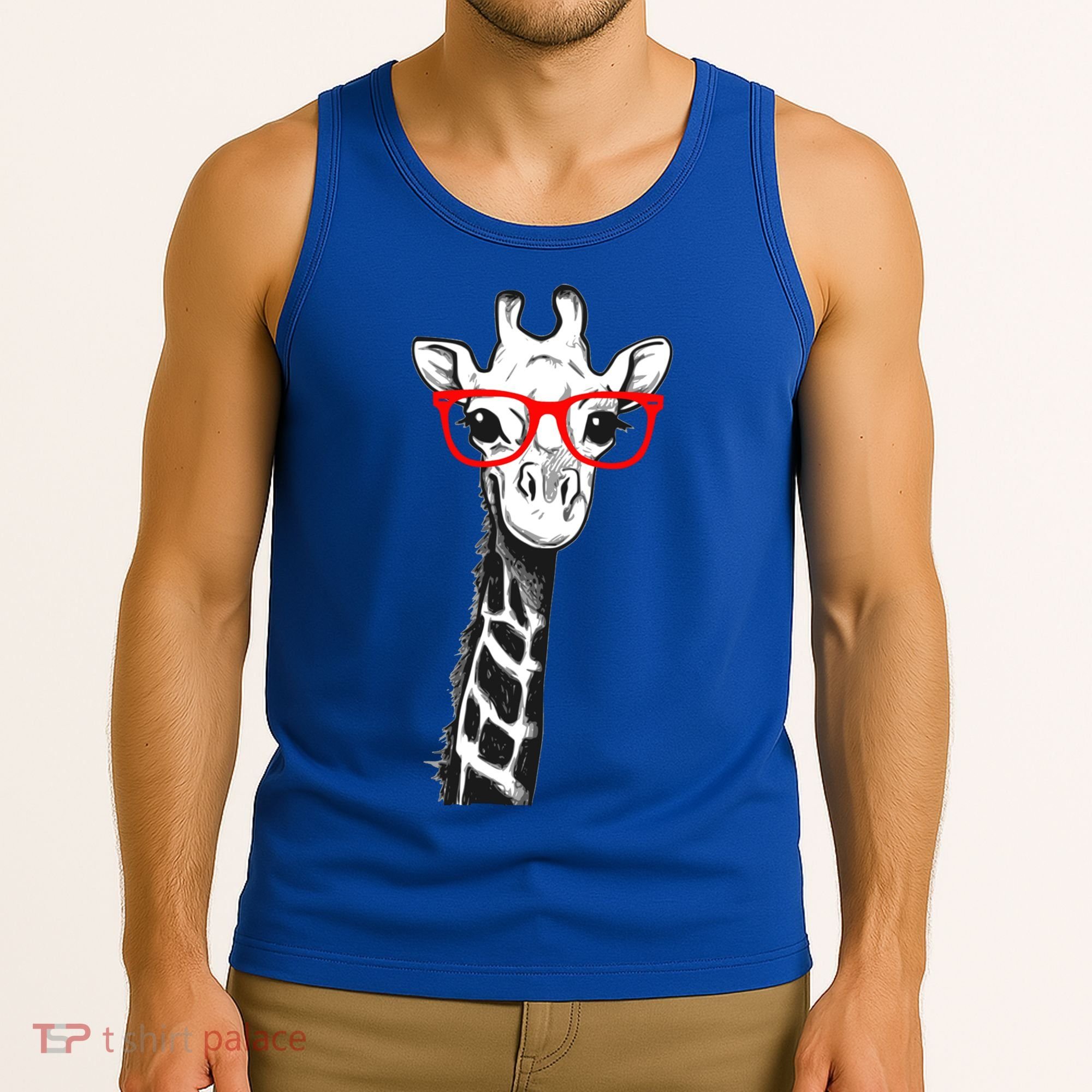 Giraffe With Red Glasses Gift For Zoo Animal Lovers Gift Tank Top