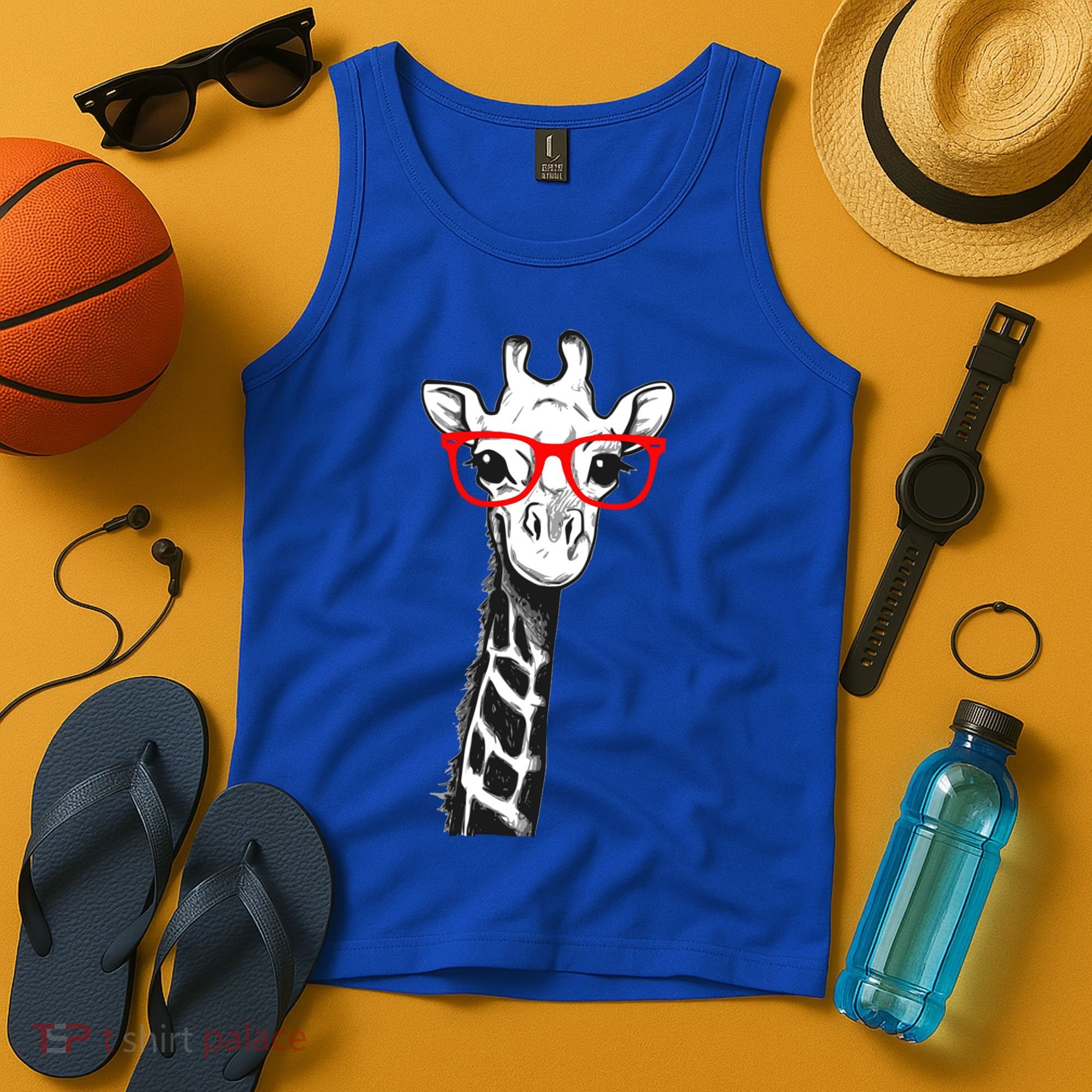 Giraffe With Red Glasses Gift For Zoo Animal Lovers Gift Tank Top