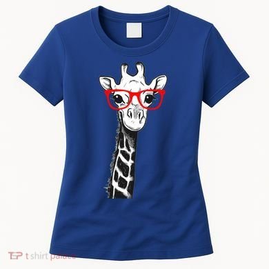 Giraffe With Red Glasses Gift For Zoo Animal Lovers Gift Women's T-Shirt