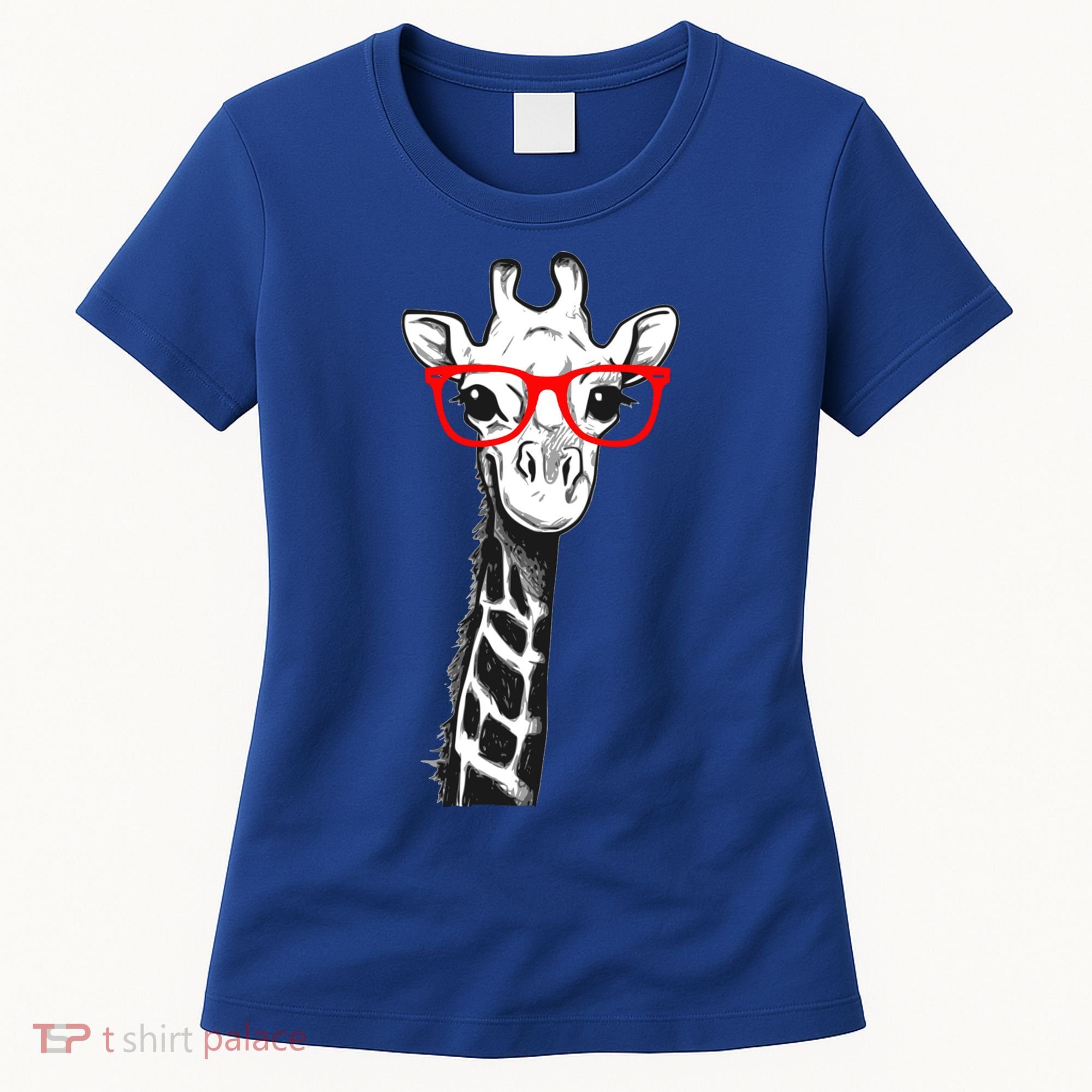Giraffe With Red Glasses Gift For Zoo Animal Lovers Gift Women's T-Shirt
