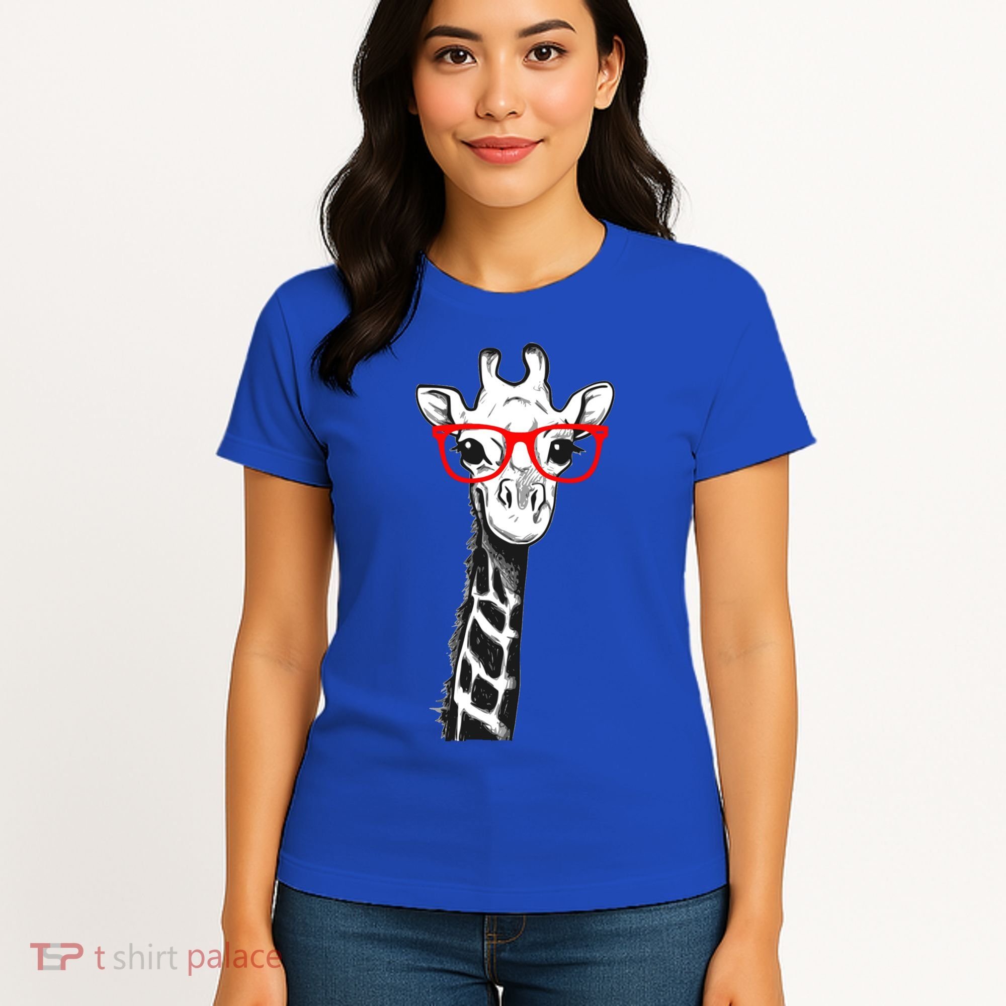 Giraffe With Red Glasses Gift For Zoo Animal Lovers Gift Women's T-Shirt