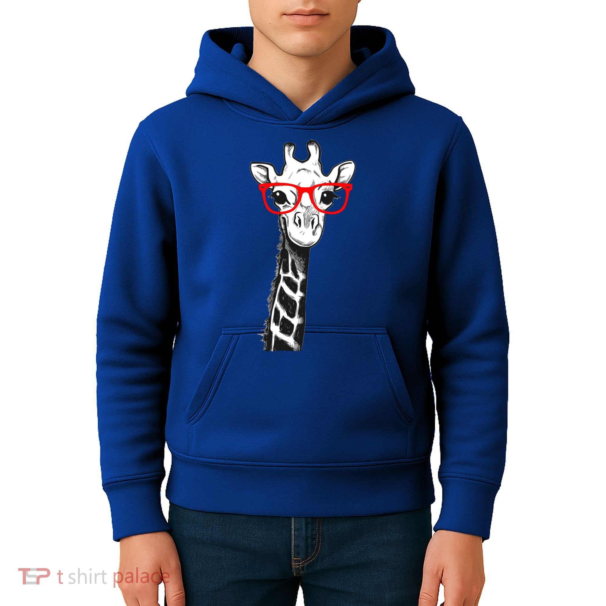 Giraffe With Red Glasses Gift For Zoo Animal Lovers Gift Kids Hoodie
